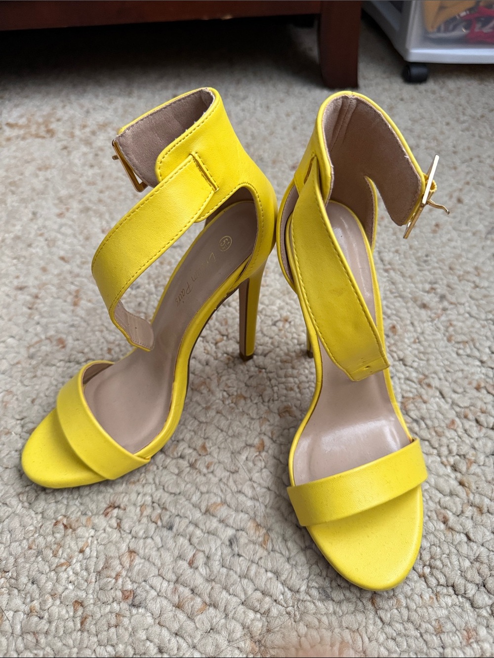 Dream Pairs Bright Yellow Strappy High Heel Sandals